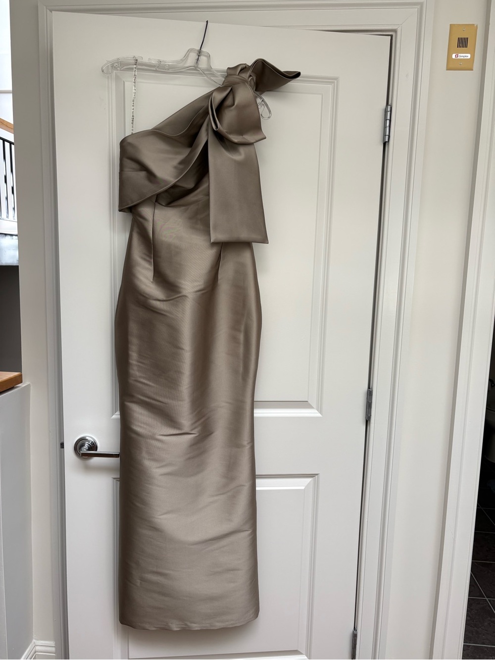Sachin + Babi One-Shoulder Satin Gown in Bronze